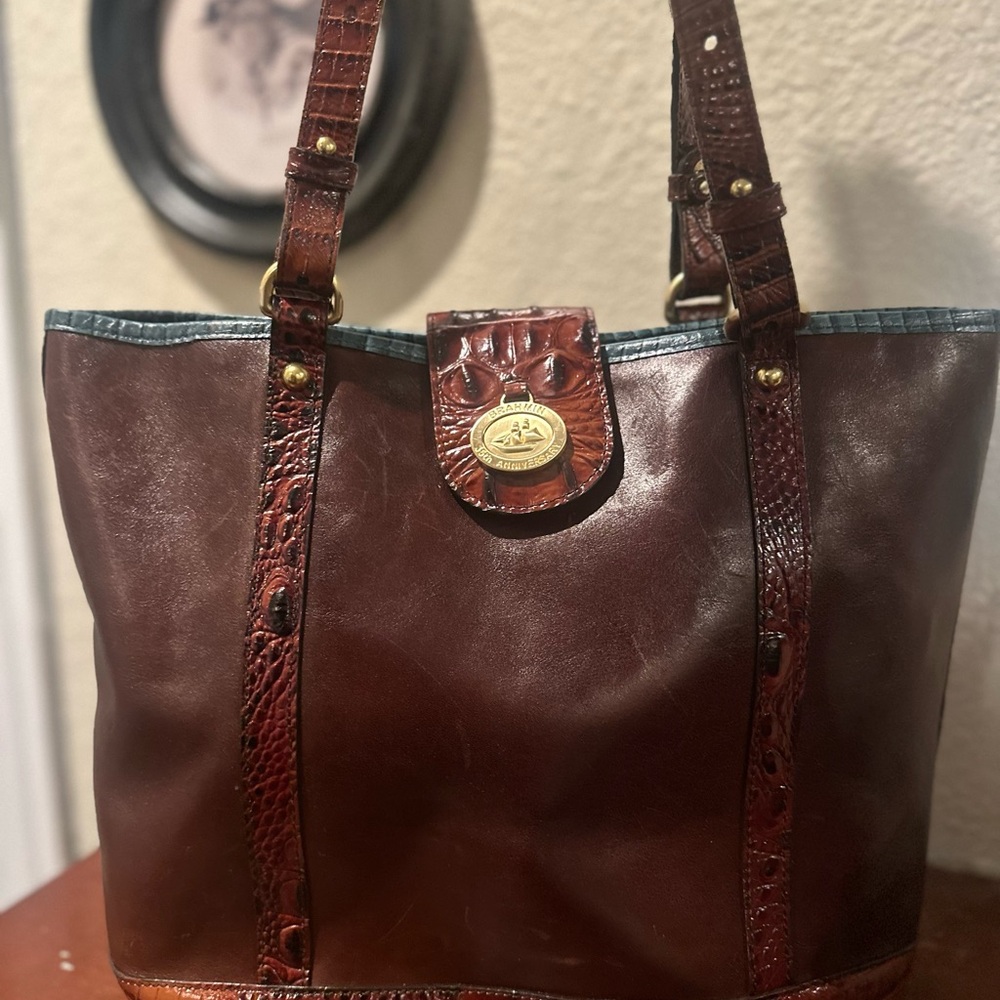 Brahmin Brown Leather Tote anniversary edition